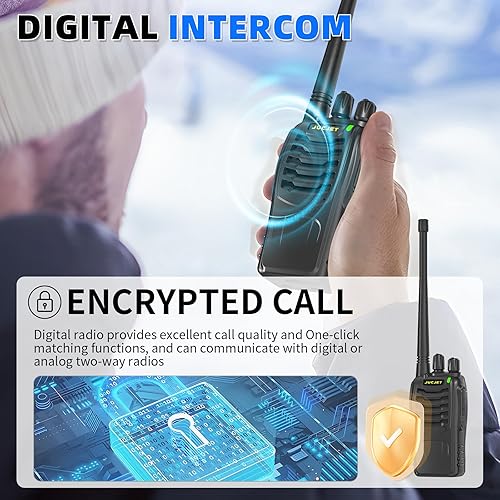 Miniatura 6 de Walkie Talkies (paquete de 4), incluye auriculares originales, cable tipo C, base de carga USB, cuenta con emparejamiento de un solo clic, reducción