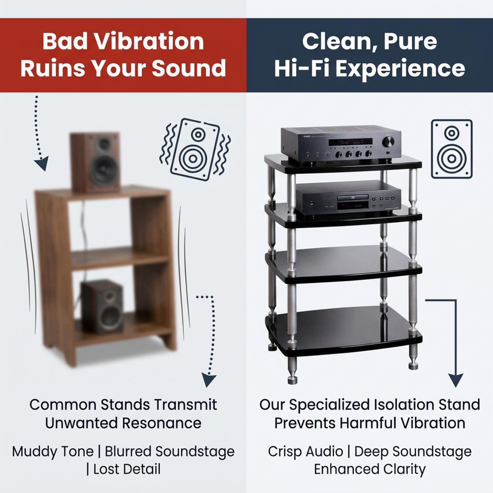 Rack Audio con Struttura Separata Antivibrazione