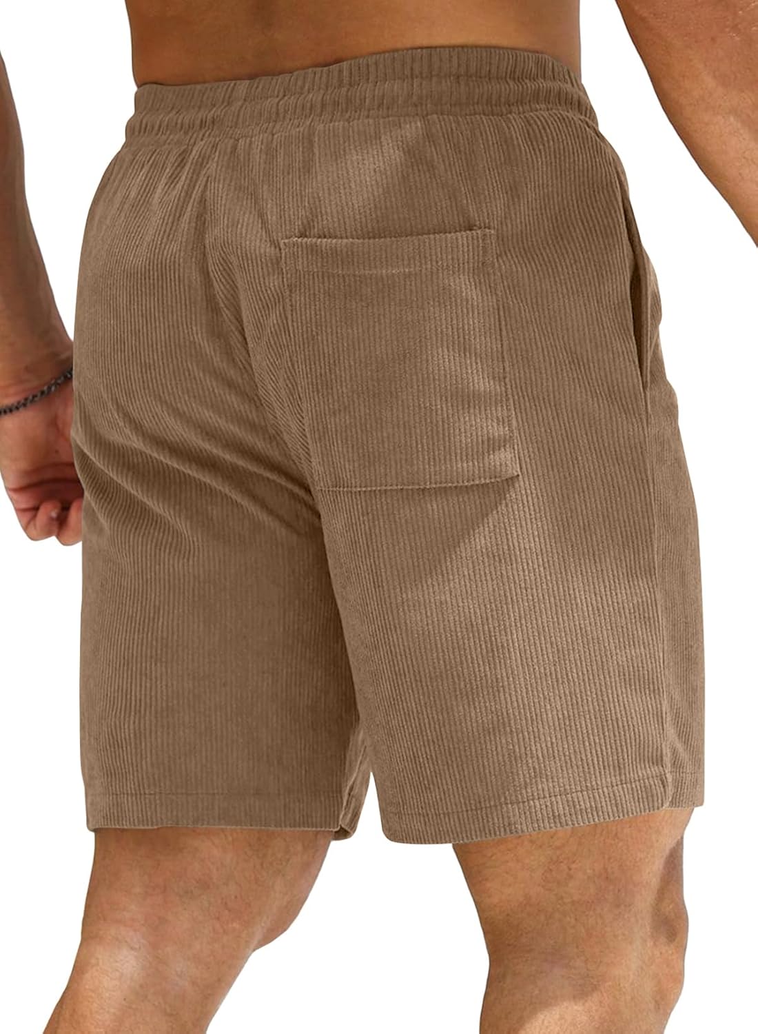 JMIERR Men's Corduroy Shorts Casual Elastic Waist Drawstring Lightweight Summer Beach Shorts - Image 2