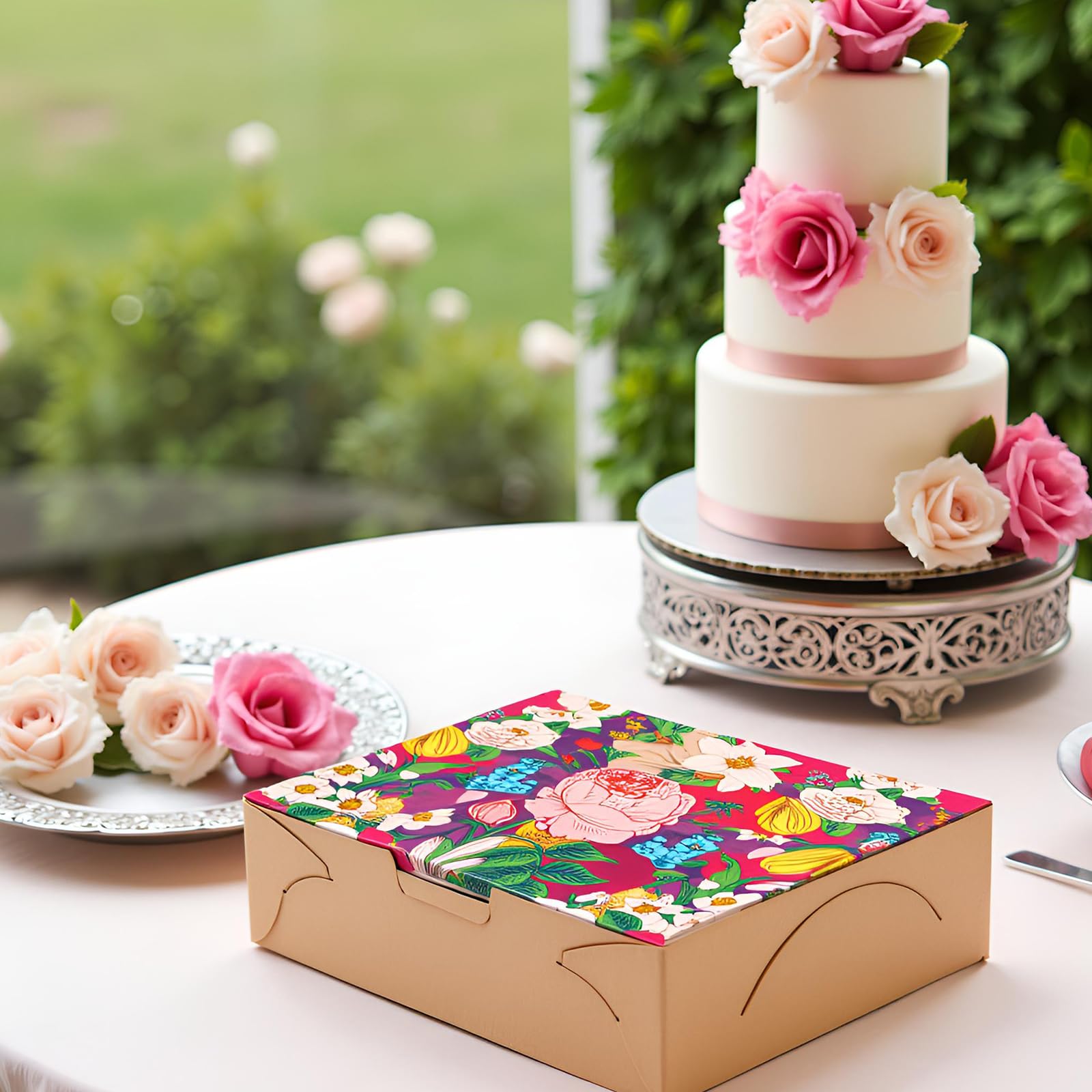 Allbusky 20PCS Paper Treat Gift Boxes, Pastry Cookie Biscuit Cake Boxes, Paper Takeaway Food Boxes - Image 3