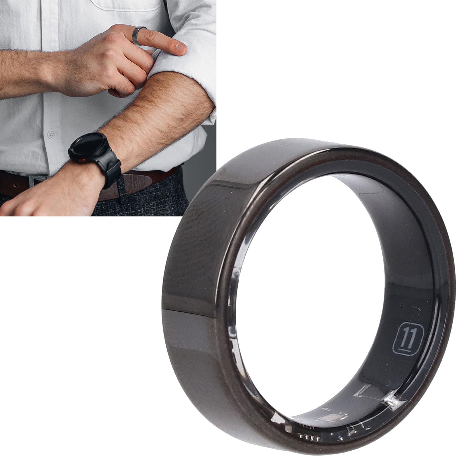 ciciglow Anello Intelligente Fitness Tracker IP68,Anello Salute Contapassi per Uomo Donna, Dispositivo Indossabile Smart Ring con Monitoraggio Sportivo e Batteria Lunga Durata, Imp