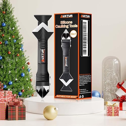 Miniatura 9 de AUXTUR Herramienta de calafateo de silicona, kit de herramientas de acabado de calafateo 3 en 1 (cabezal de acero inoxidable), herramienta de