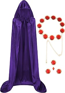 Women's Halloween Cosplay Costume, Purple Cloak with Red Gemstone Waist Belt, Classic Anime Cosplay Costume Prop Set