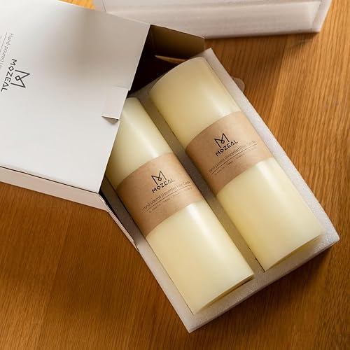 Miniatura 73 de MOZEAL Velas de pilar extra grandes de color borgoña de 4" x 10" (juego de 2), sin perfume, sin goteo, sin humo, de larga combustión limpia, velas