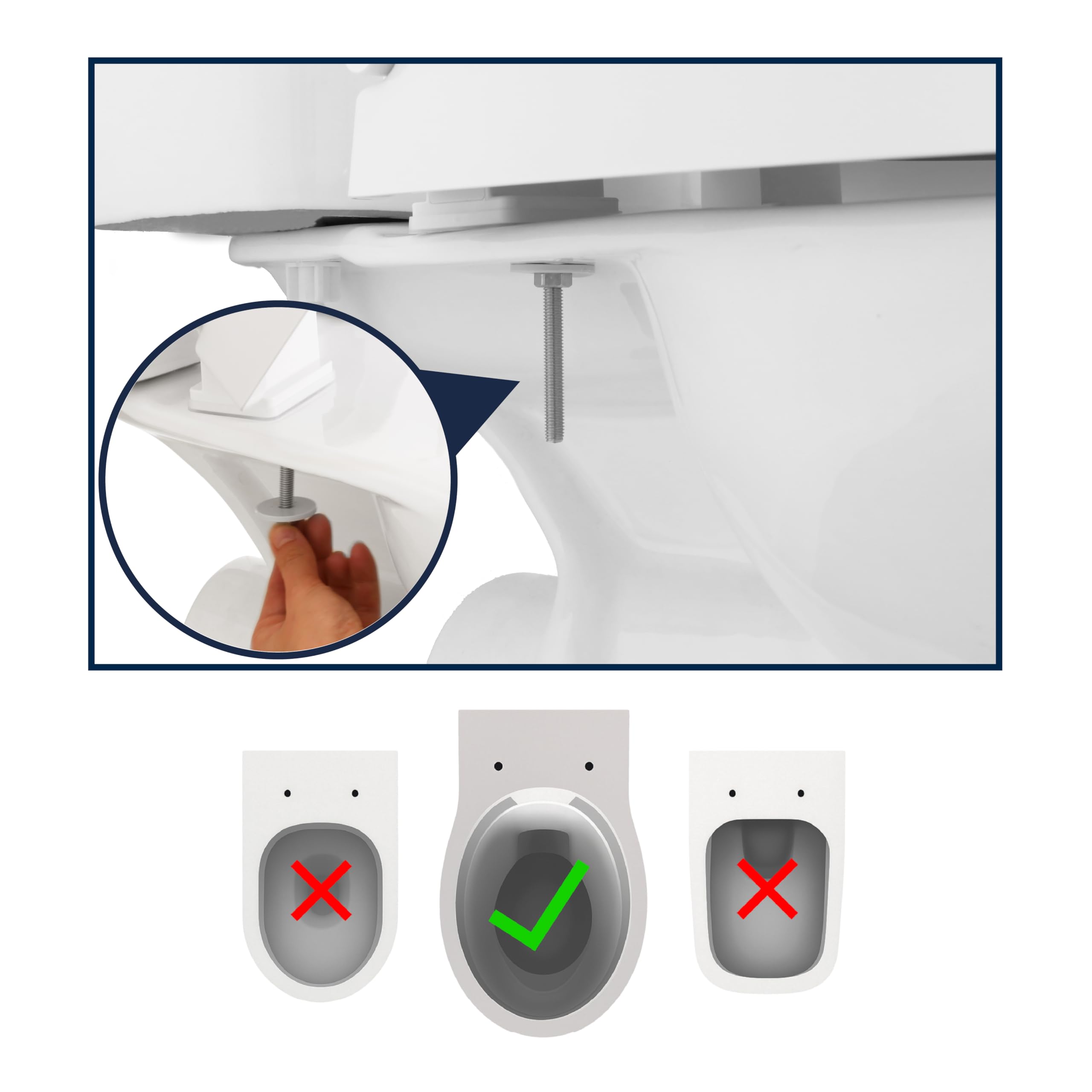 KMINA Rialzo WC per Anziani (Altezza 7,5 cm) con Copriwater a Chiusura Ammortizzata, Compatibile con WC Ovali Standard, Materiale Duroplast, Fissaggio Posteriore, Bianco