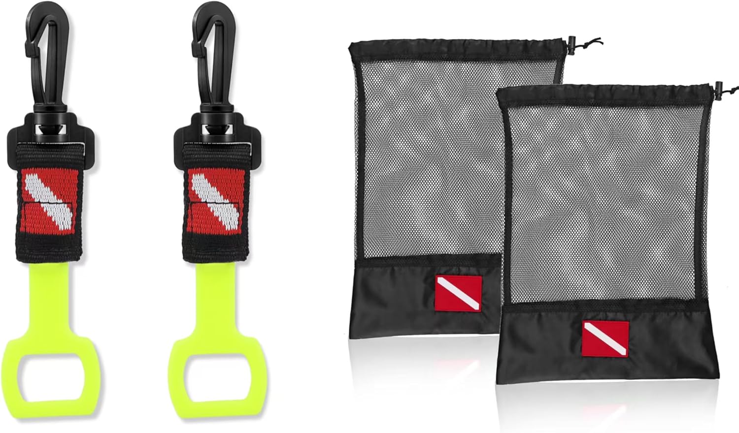 2 Pack Scuba Diving Regulator Octopus Holder and 2 Pcs Mesh Dive Bag 16.5x12.6In