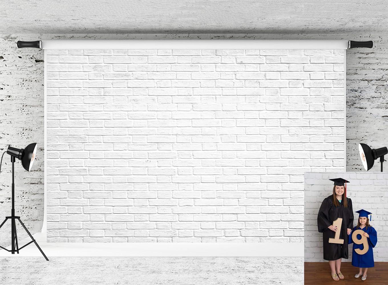 Kate 10x6.5ft White Brick Wall Photography Backdrops Portrait Photo Backgrounds Photo Studio Props