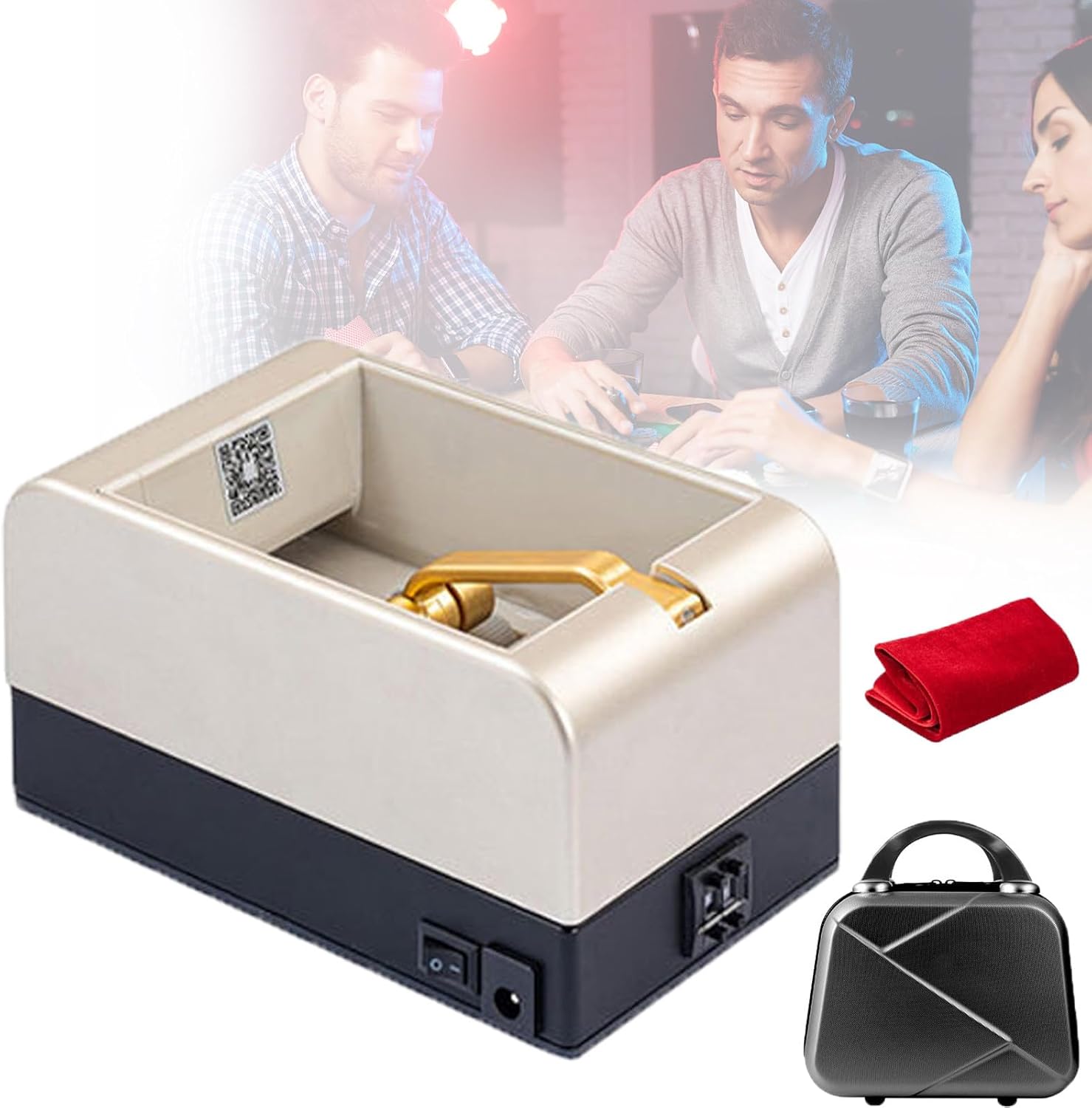 Automatic Shuffler,Automatic Card Shuffler Machine,Electronic Casino Poker Card Shuffling,360 -Degree Rotation Automatic Card,Support Up to 8 Players,Gold