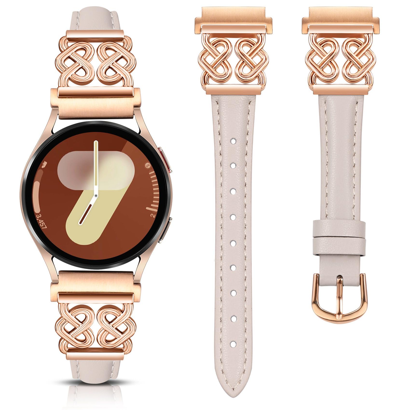 TOYOUTHS Leather Band Compatible with Samsung Galaxy Watch 7/6/5/4/Active 2 40mm 44mm Band Women, 20mm Dressy Slim Leather Strap with Celtic