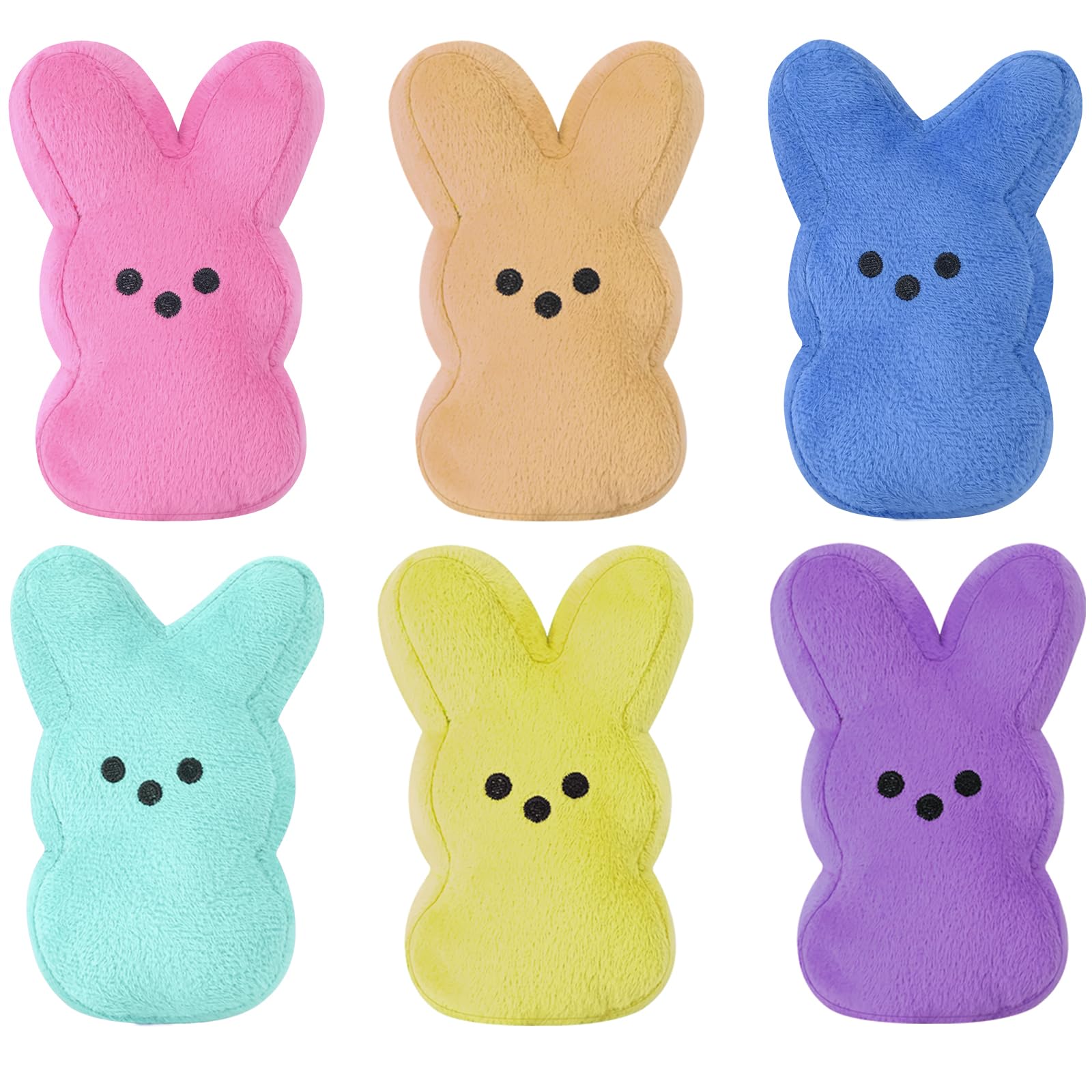 vizethru 6 Pcs Easter Bunny Plush Toys Easter Basket Stuffers Toys for Kids Bunny Stuffed Animals Easter Party
