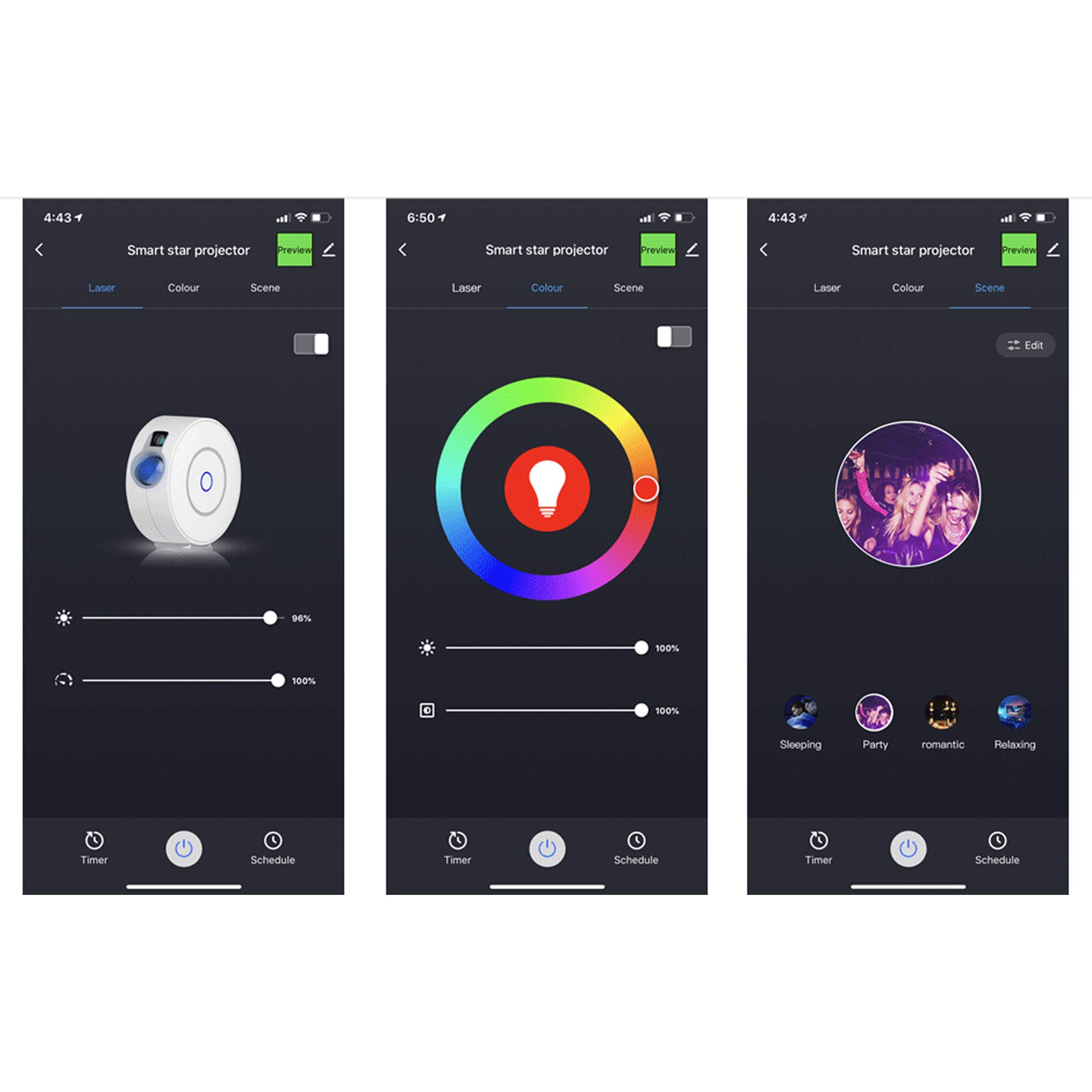 Intelligent Lampe de Projection Étoile Veilleuse LED Contrôle Intelligent de L'application pour la Décoration de Fête d'anniversaire de Café,