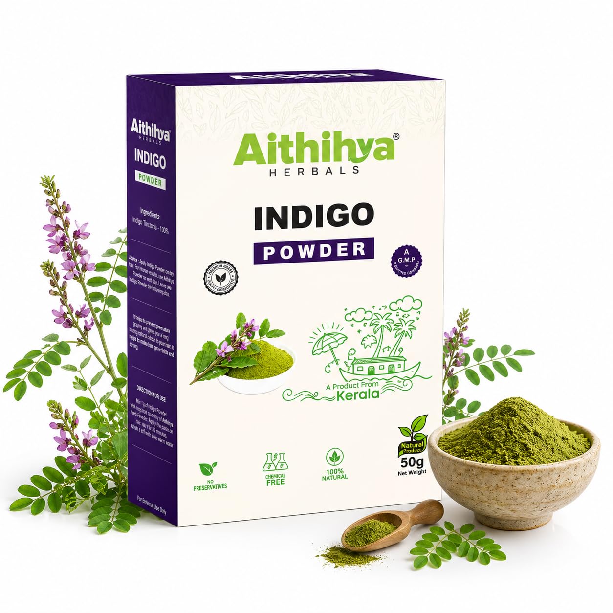'Aithihya Herbals 100% Pure Indigo Powder | Natural Hair Dye for Black & Brown Shades | Chemical-Free & Herbal Hair Color | Conditions & Strengthens Hair | Safe for Men & Women| 50 grams-picture-21