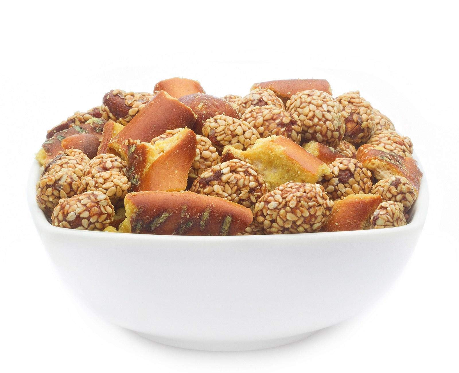 1 x 3kg Knabbermischung Party Knabberei süß & sauer Snack Erdnuss mit Sesam Brezel mit Honig und Senf vegetarisch