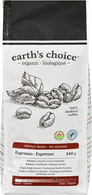 Earth's Choice, Organic Coffee, Espresso Haricot entier, 340g