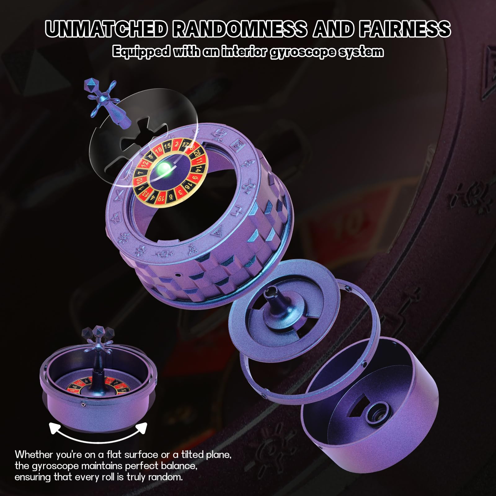 CZYY Set di dadi rotanti in metallo, 7 in 1, gadget da scrivania, fantastici dadi per giochi di ruolo, regalo e accessori per DND, giochi di ruolo da tavolo, colore viola