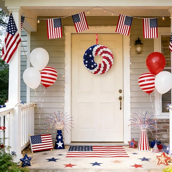 Elegant Patriotic Rose Front Door Wreath