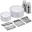 Goodluck 150 Pieces Silver Disposable Plates for 25 Guests, Plastic Party, Wedding, Dinnerware Set of Dinner Plates, Salad Spoons, Forks, Knives, Cups