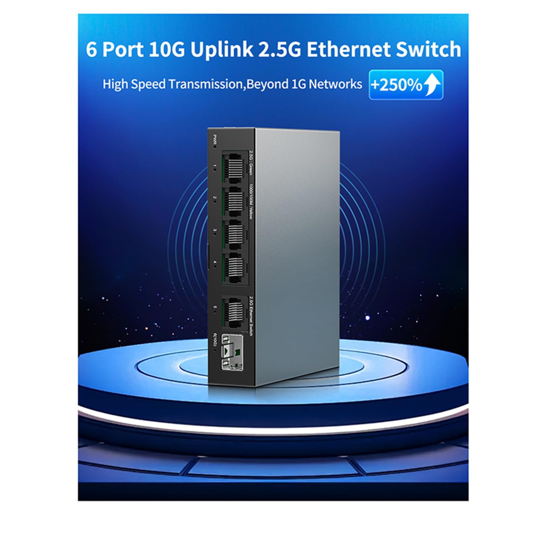 3X Switch 2,5G Commutateur Réseau 5 Ports 2500 Mbps avec 10G SFP+ Auto/MDIX Brancher et Utiliser Commutateur Ethernet Non Géré Prise UE