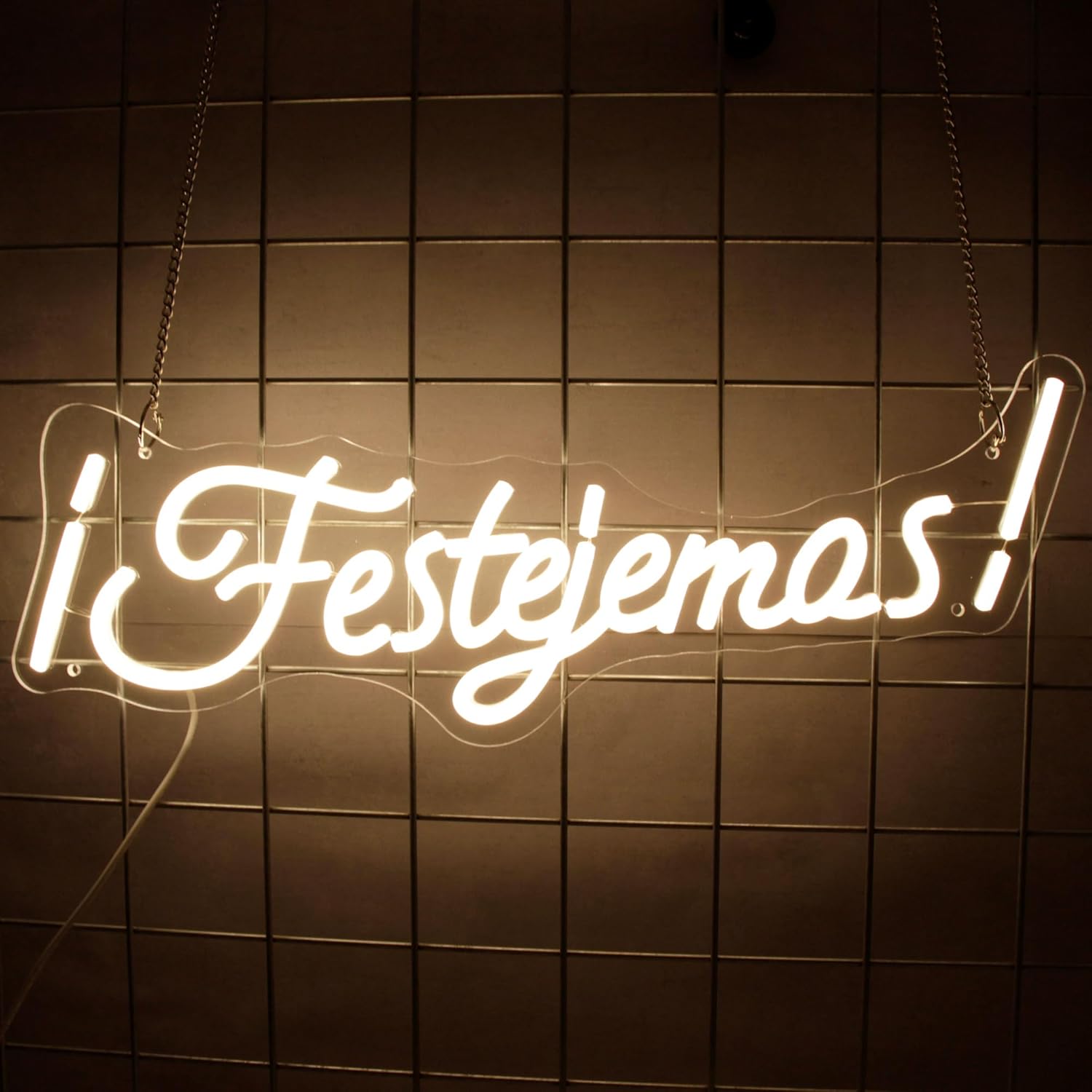 Let's Party Neon Sign for Wall Decor, Yeeficent LED Neon Lights for Bedroom Wall, Dimmable Neon Signs, Custom Light Up Sign for Wedding Party Birthday Gift 20Inchx6.25Inch (Warm White-Festejemos)