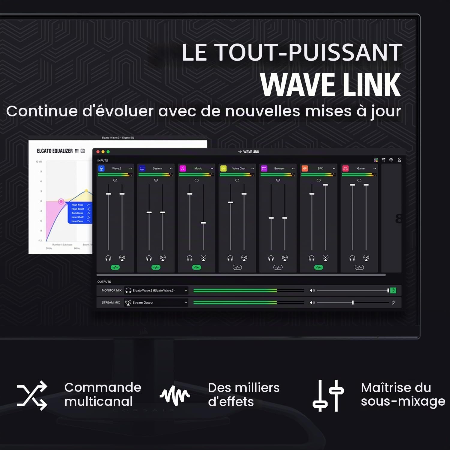 Elgato Micro Wave:3 avec perche compacte entièrement réglable équipée de passe-câbles, idéal pour podcasts, streaming, gaming, télétravail, logiciel de mixage gratuit, plug and play pour Mac et PC