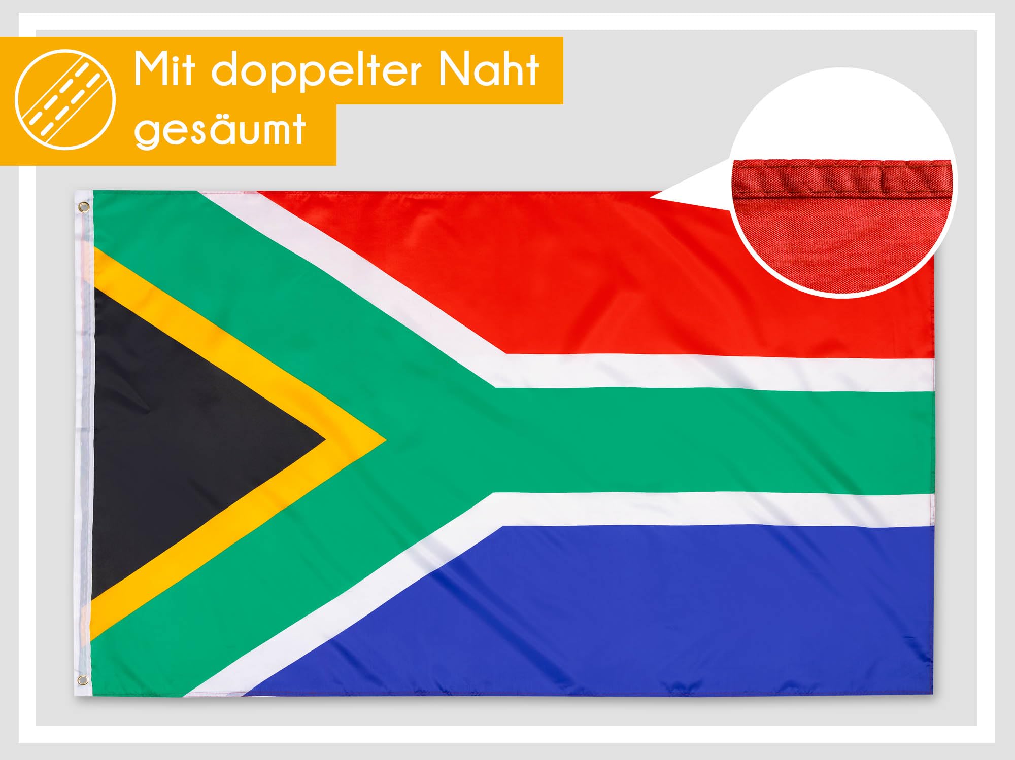 PHENO FLAGS South Africa flag - South African flag 90 x 150 cm with brass eyelets - durable flag for flagpole - 100% polyester - Image 2