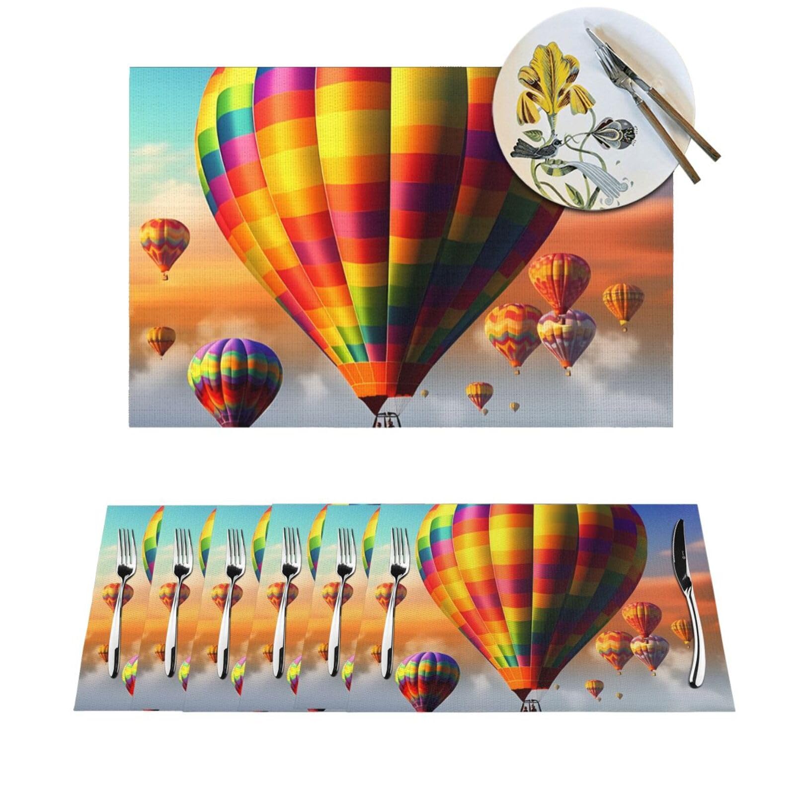 Set de table en PVC lot de 6 antidérapants 30x45 cm motif montgolfières