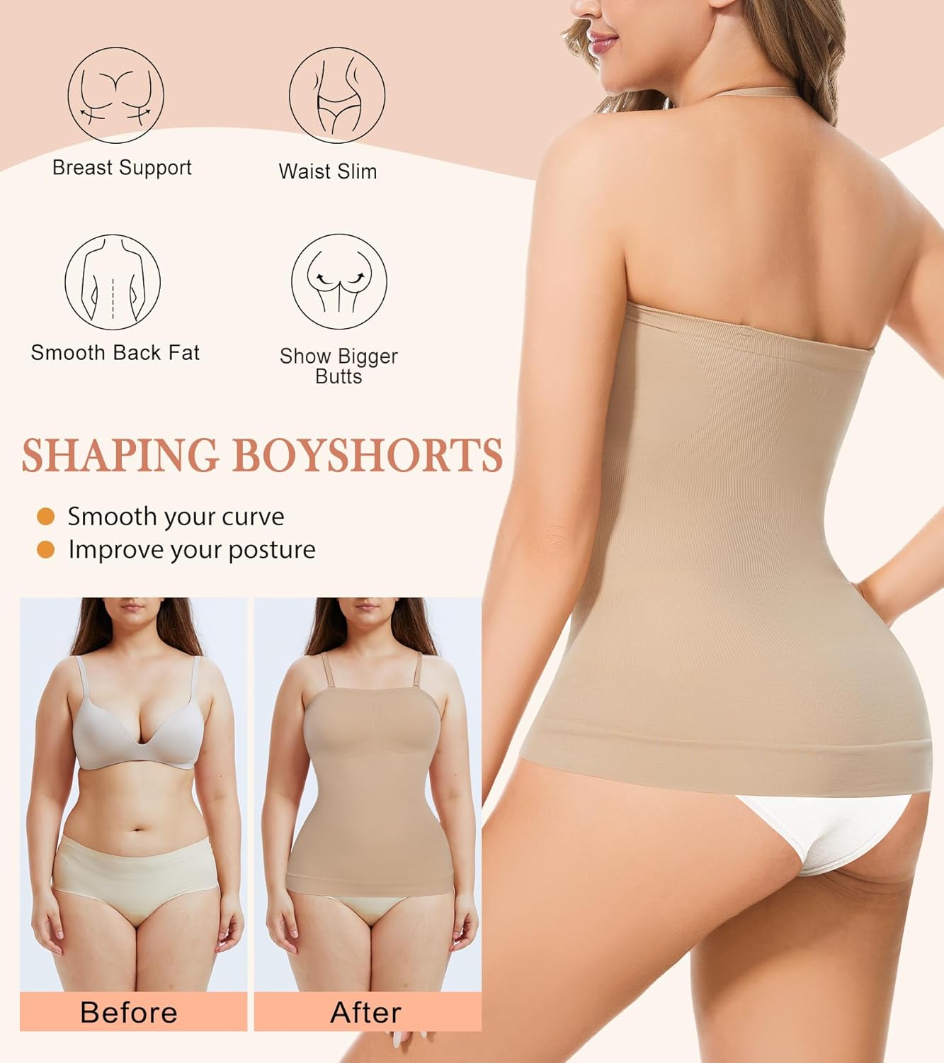 Compression Tank Tops Shapewear For Women Slimming Camisole Tummy Control Tops Body Shaper - Image 2