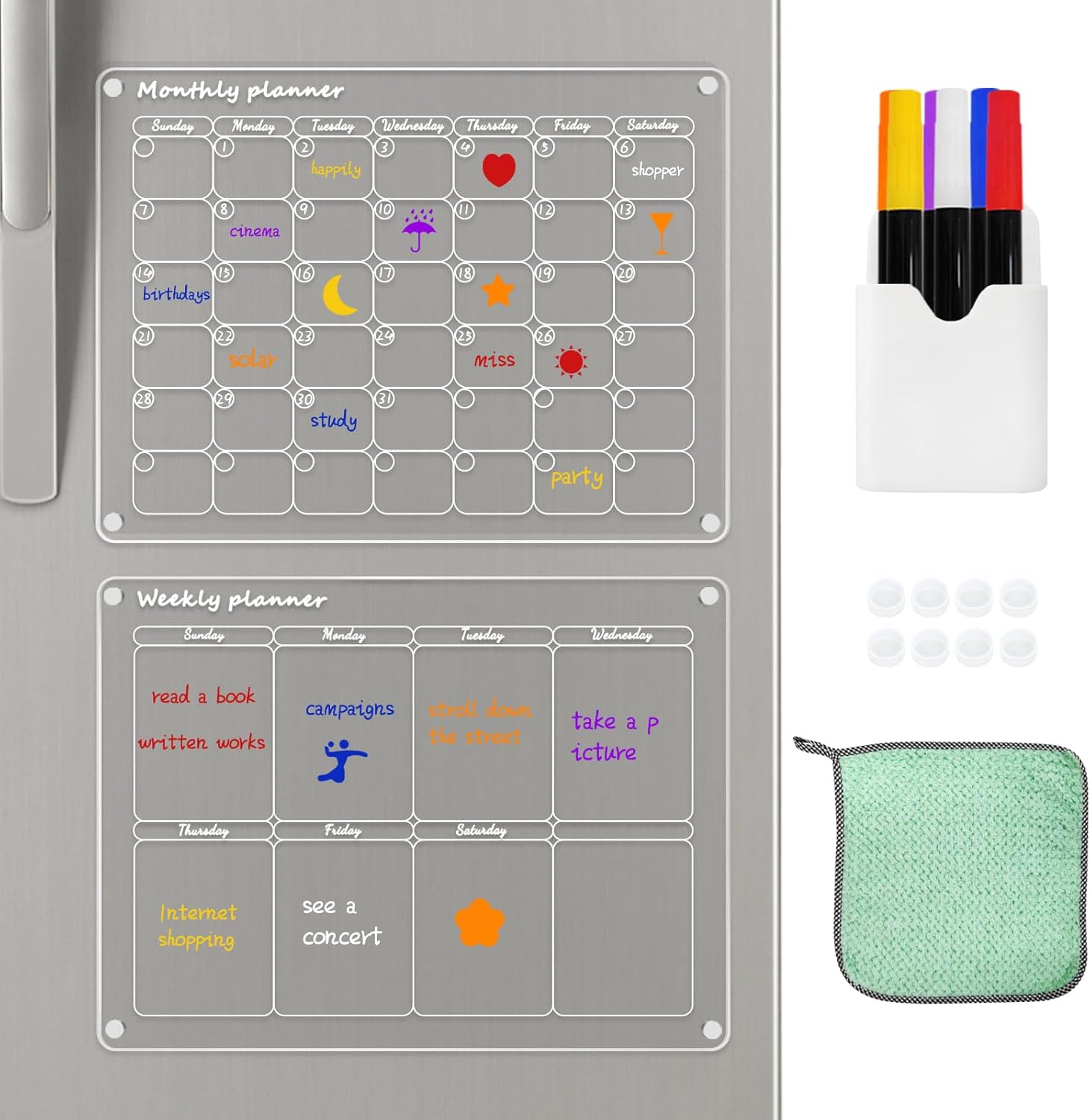 Acrylic Dry Erase Board Calendar Set, YEESON Transparent