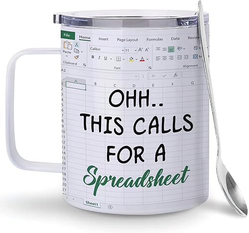 Hyturtle Regalos de contador para mujeres, hombres, jefes, regalos para contador, taza de café de acero inoxidable de 12 onzas, divertida taza de