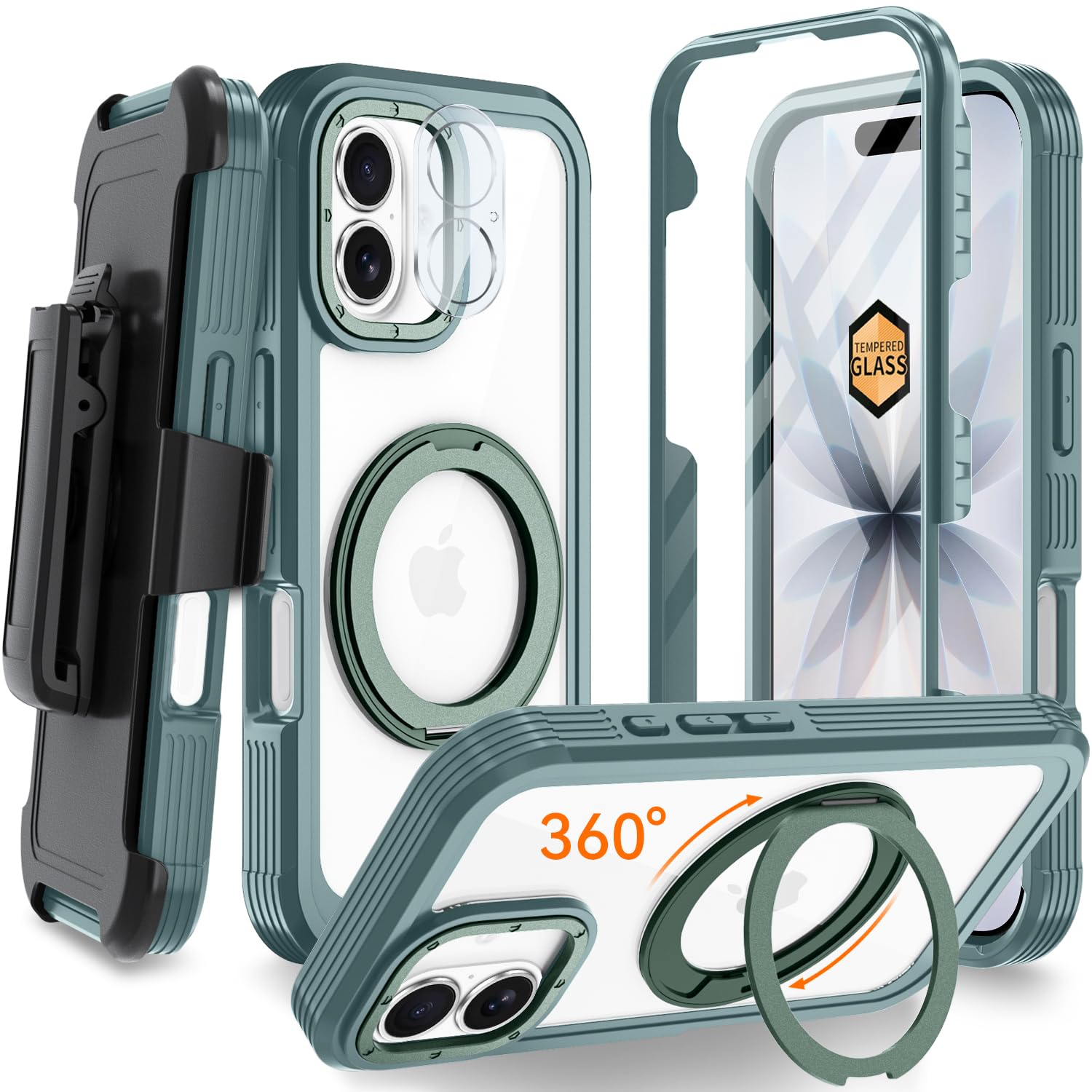 Coque iPhone 17 intégrale blindée béquille et protection d'écran intégrée