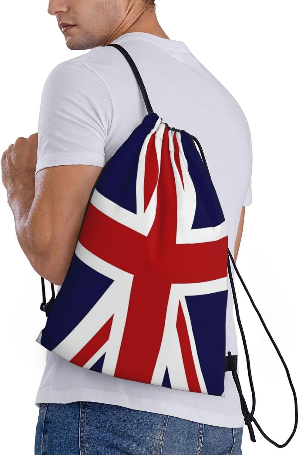 British Flag Drawstring Bag Casual String Daypack for Women Men Sport Gym Yoga Travel Backpack