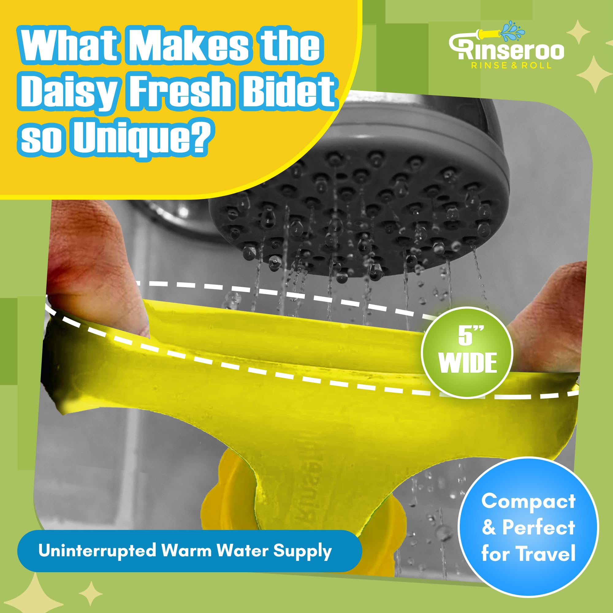 Rinseroo Manguera portátil para bidé, accesorio de ducha sin cordones para posparto, poscirugía, higiene de agua tibia. Pulverizador de mano para viajes, hombres, mujeres, caravana, alternativa a