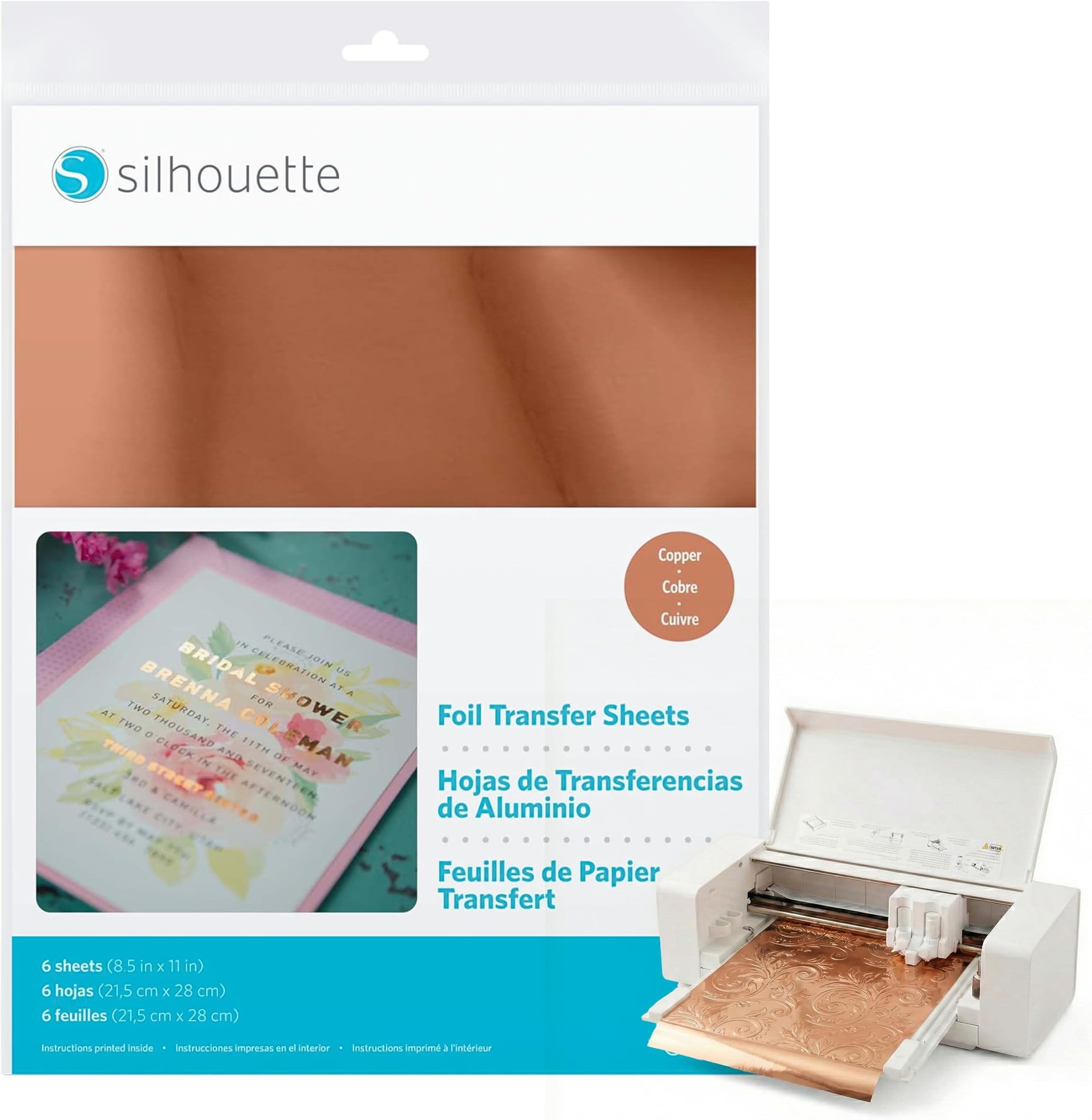 Silhouette 8.5"X11" Foil Transfer Sheets 6/Pkg, Copper