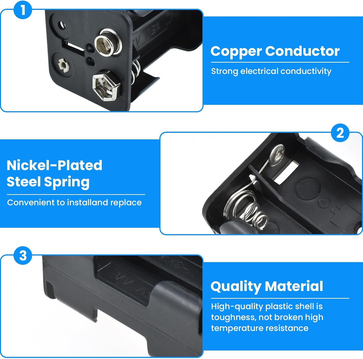 SDTC Tech 2-Set 4X 1.5V AA Battery Holder and I Type Snap Connector Kit 6 Volt Thicken Plastic Battery Case Box