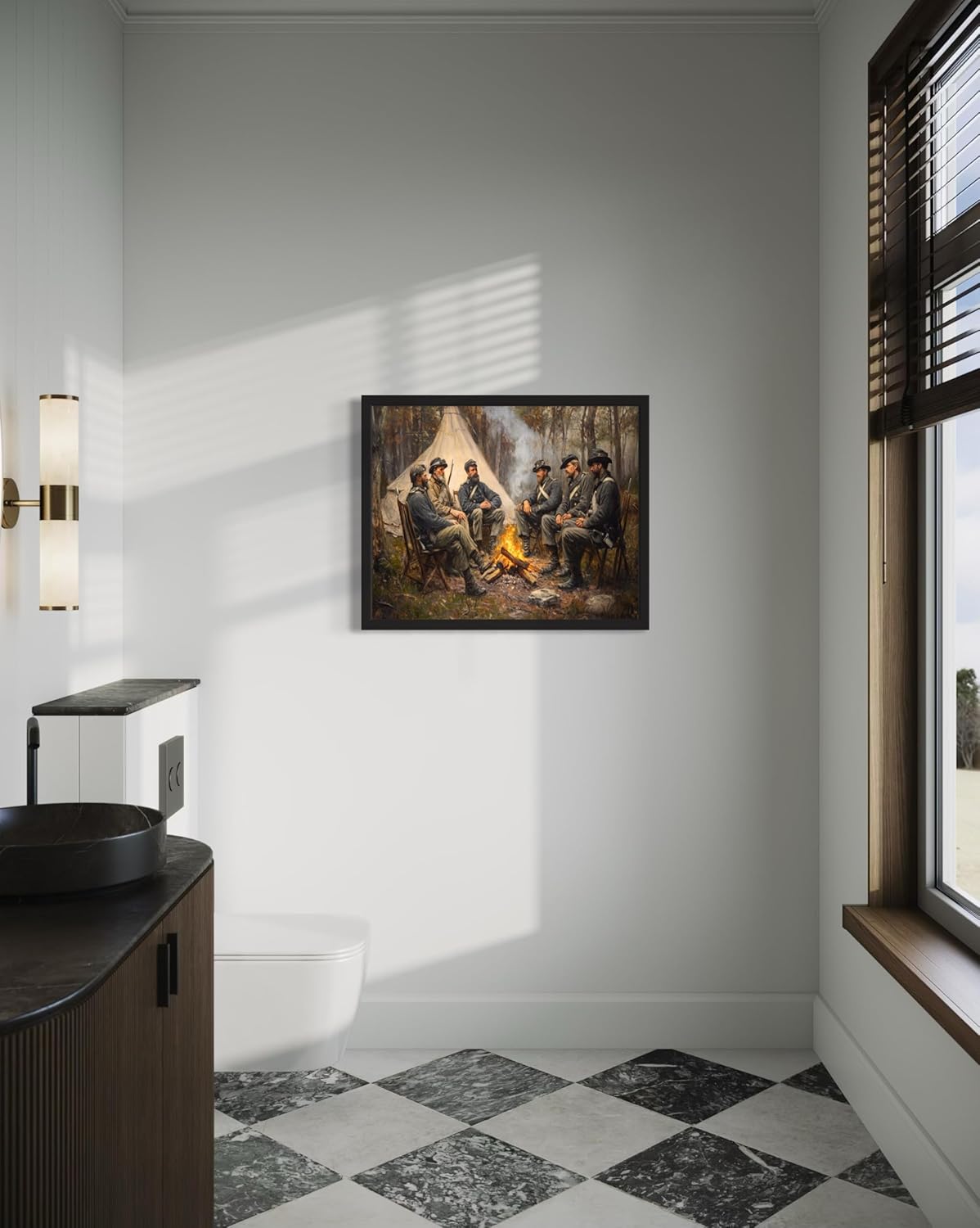 Union Army Wall Art Print Poster, Western Native Spanish Paitnings for Bedroom Bathroom Living Room Decor 199 (Union Army, 16 x 20 inches, Black Frame)