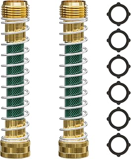 SPECILITE 2 Pack Garden Hose Extension Adapter with Coil Spring | Kink Protector , 6 Rubber Washers Included