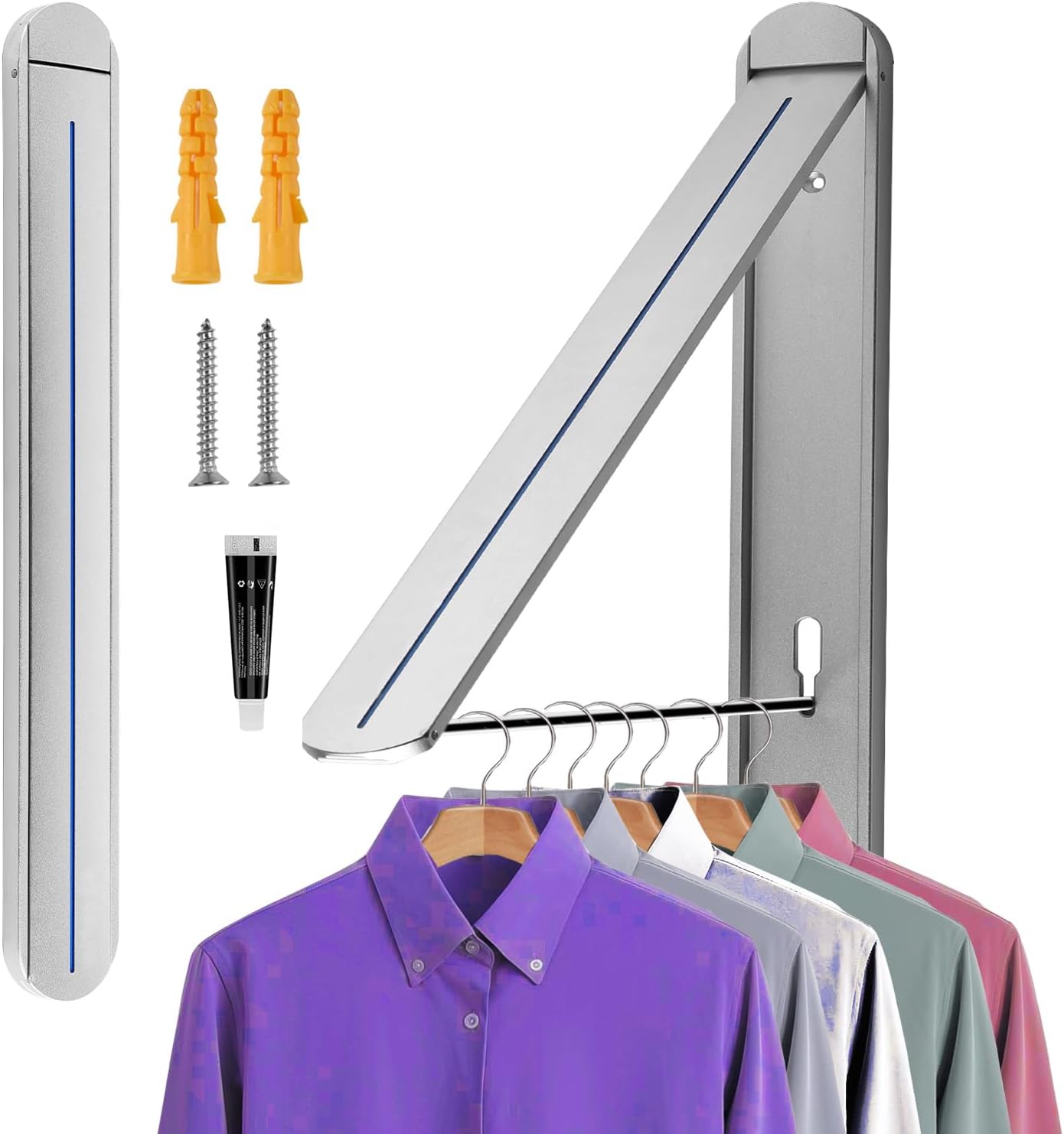 Wall mounted retractable clothes drying rack for indoor and outdoor