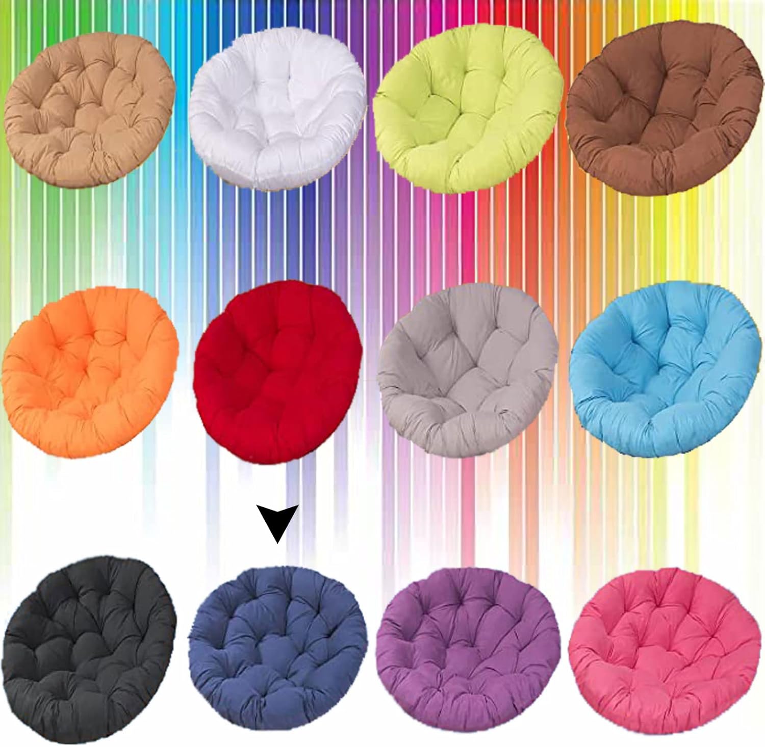 SRHWBF Overstuffed Papasan Chair Cushion 44/48/52 Inch Indoor Hanging Egg Hammock Chair Cushions Thicken Round Chair Pad Outdoor Floor Pillow Pad (Without Chair) (Navy Blue 44 x 44 in)