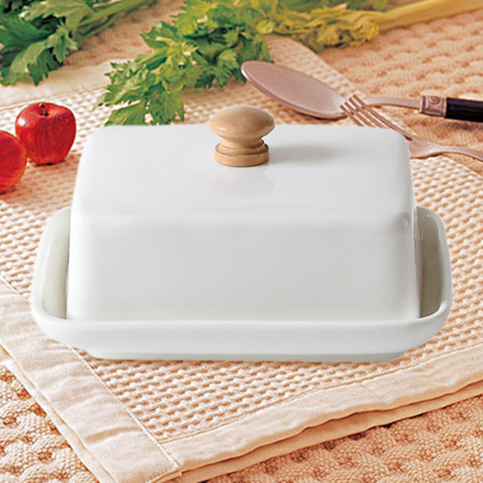 en Céramique avec Couvercle, Style et Pratique, Idéal pour La Cuisine, La Maison et Les Pâtisseries, Blanc