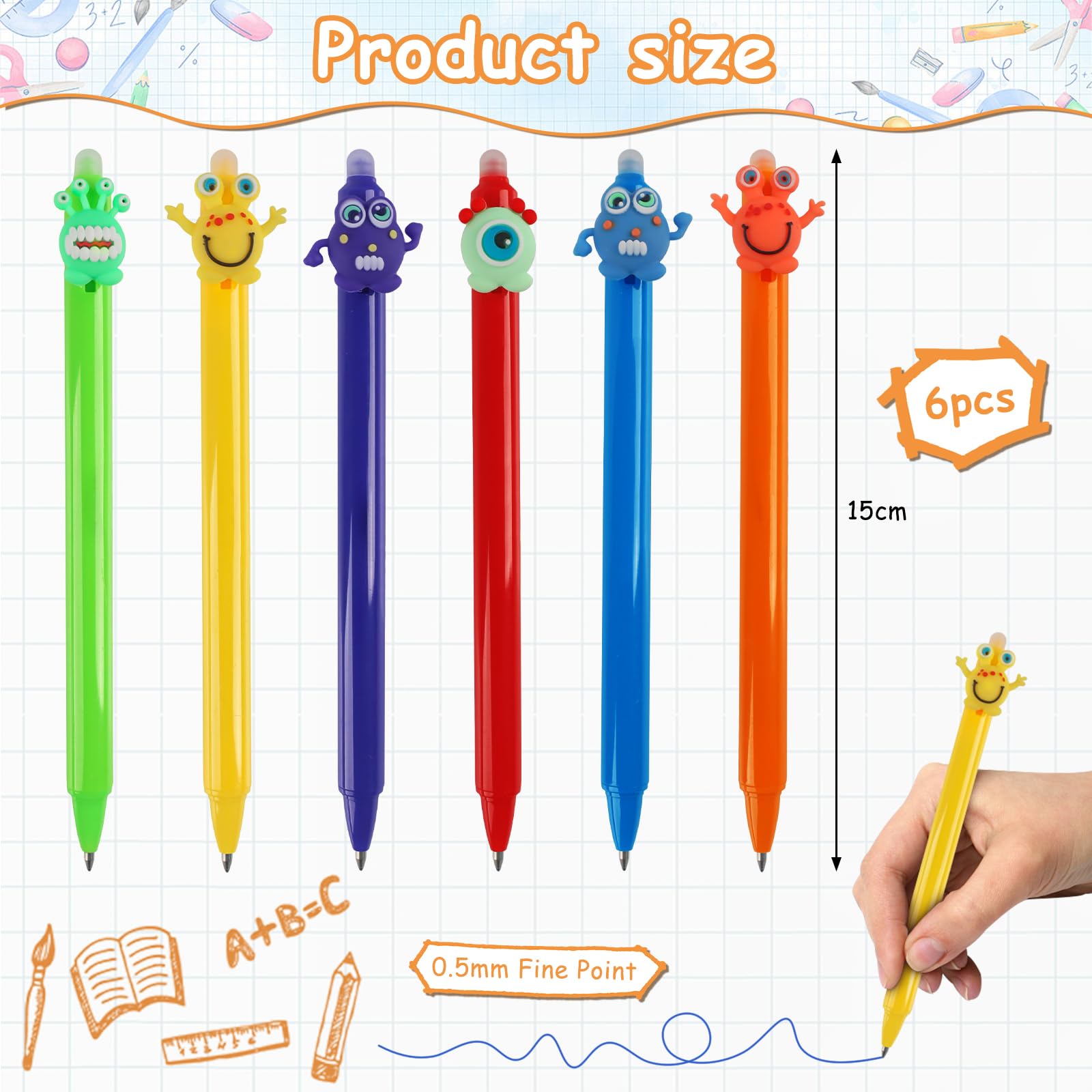 LOREC 8 Pcs Bleu Stylo Effacables Cute 0,35 Stylo Effaçables Avec 40