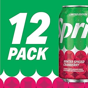 Sprite Winter Spiced Cranberry, Lemon-Lime and Cranberry Flavored Soda Pop Soft Drink, 12 fl oz, 12 Pack