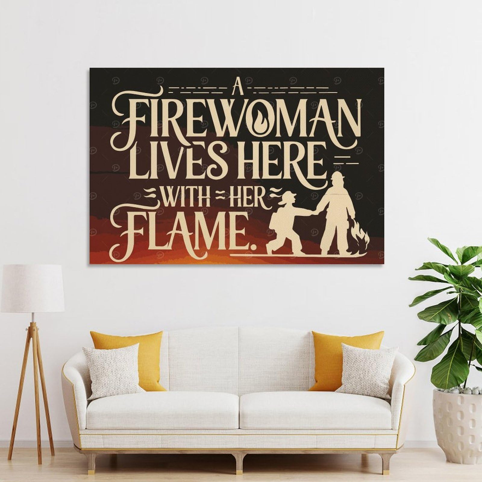 Junmoney Unframe-Style-7 Firefighter Gift For Wife Wall Decor Canvas Print, 12X18inch(30X45cm), For Lounge, Bedroom Or Personal Spaces, Thoughtful Wall Decor For Art Lovers