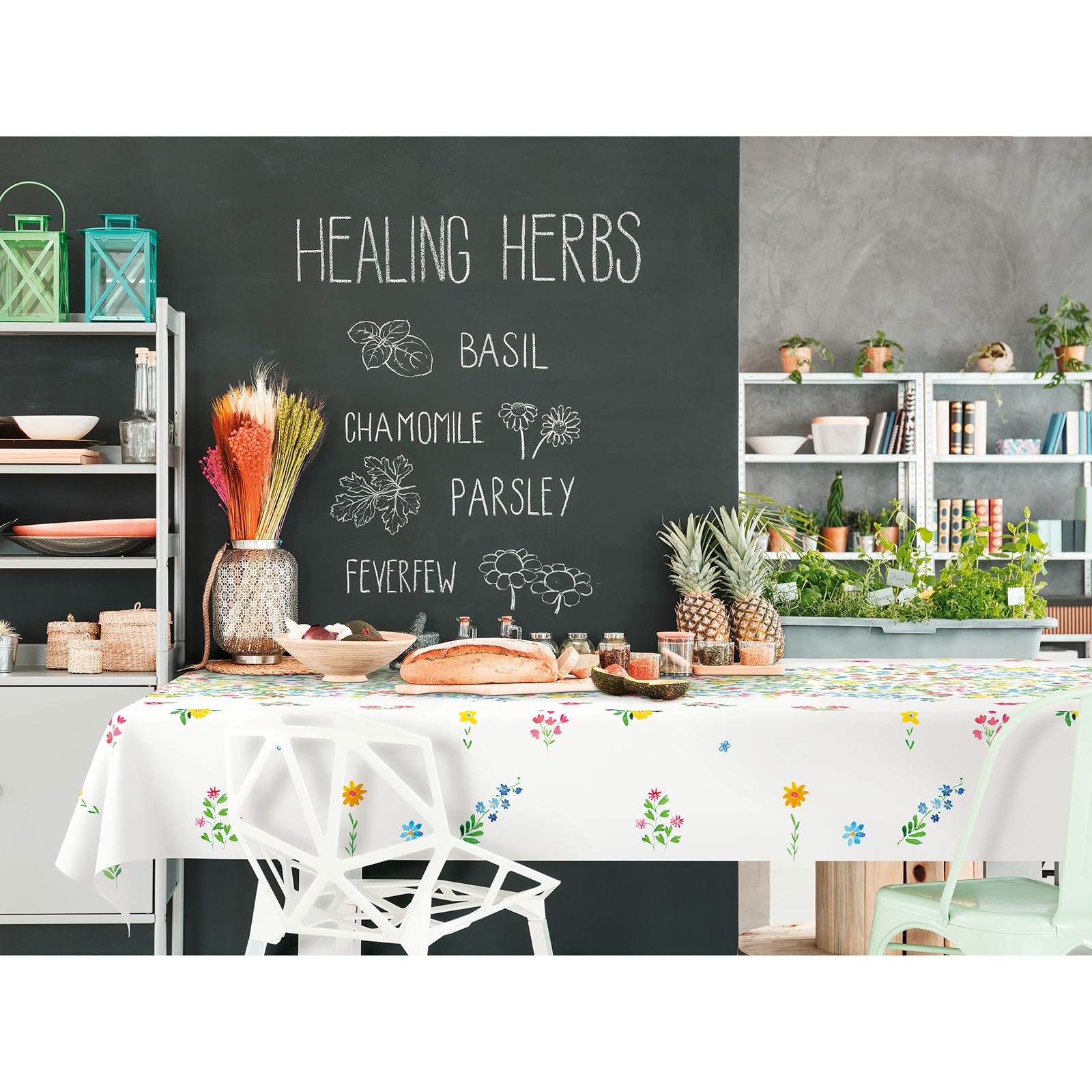 Tovaglia plastificata 140x500 cm | Tovaglia antimacchia in PVC adatta agli alimenti | Tovaglia per esterno impermeabile per giardino e cucina | Tovaglia resistente alle intemperie | Fiori Colorati