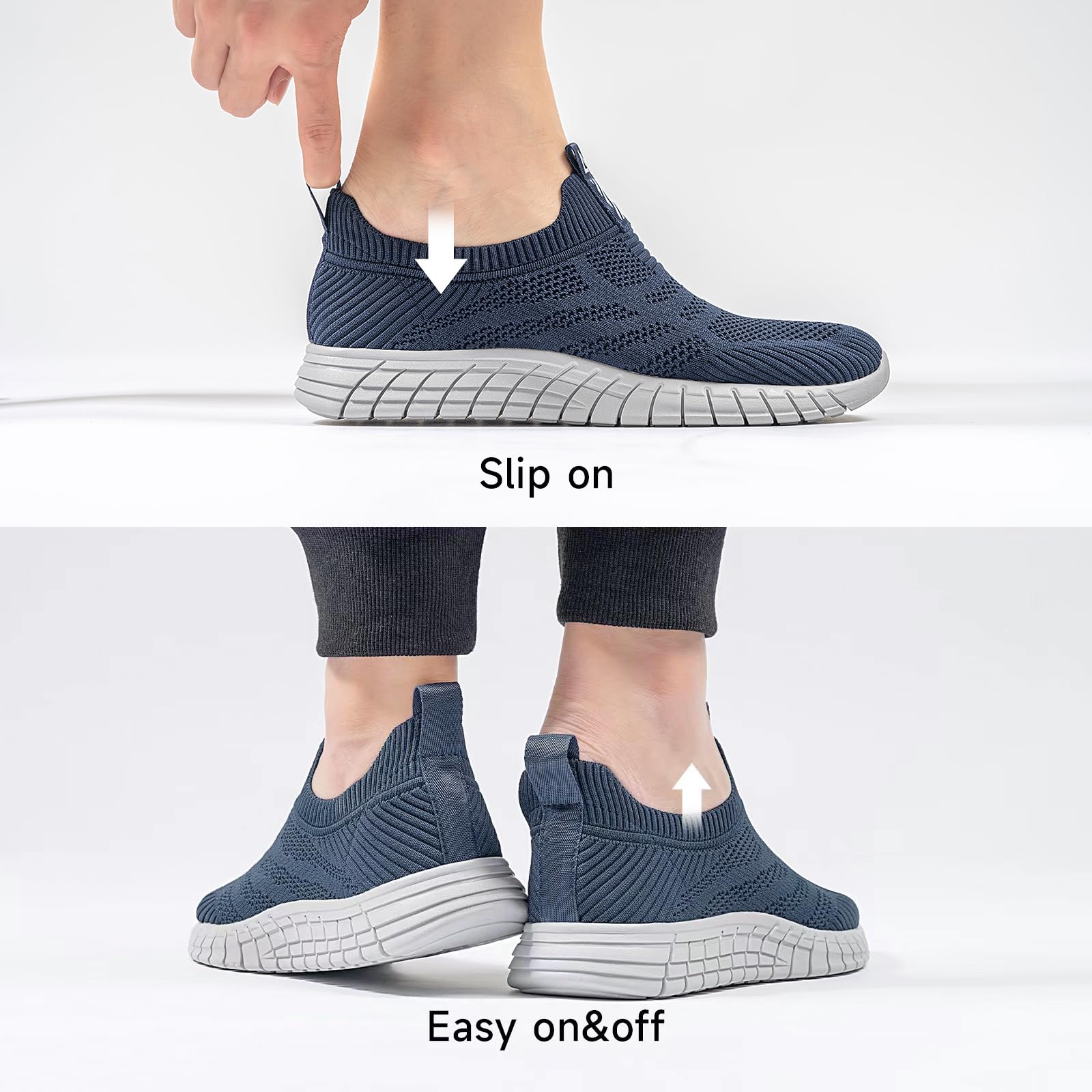 ODCKOI Slip On Sneaker Herren ohne schnürsenkel Turnschuhe rutschfest Sportschuhe Mesh Walkingschuhe Straßenlaufschuhe atmungsaktiv Jogging Sportsschuhe