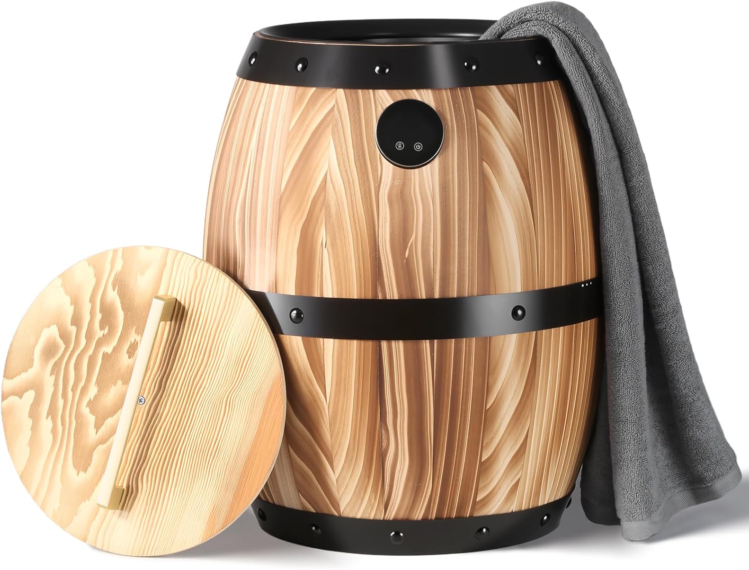 ART&METALOS Luxury Pine Wood Electric Towel Warmer, Dryer 20L Capacity, 280W Dual Temperature Control, 6 Aromatherapy Options, 15x18.2 Inches