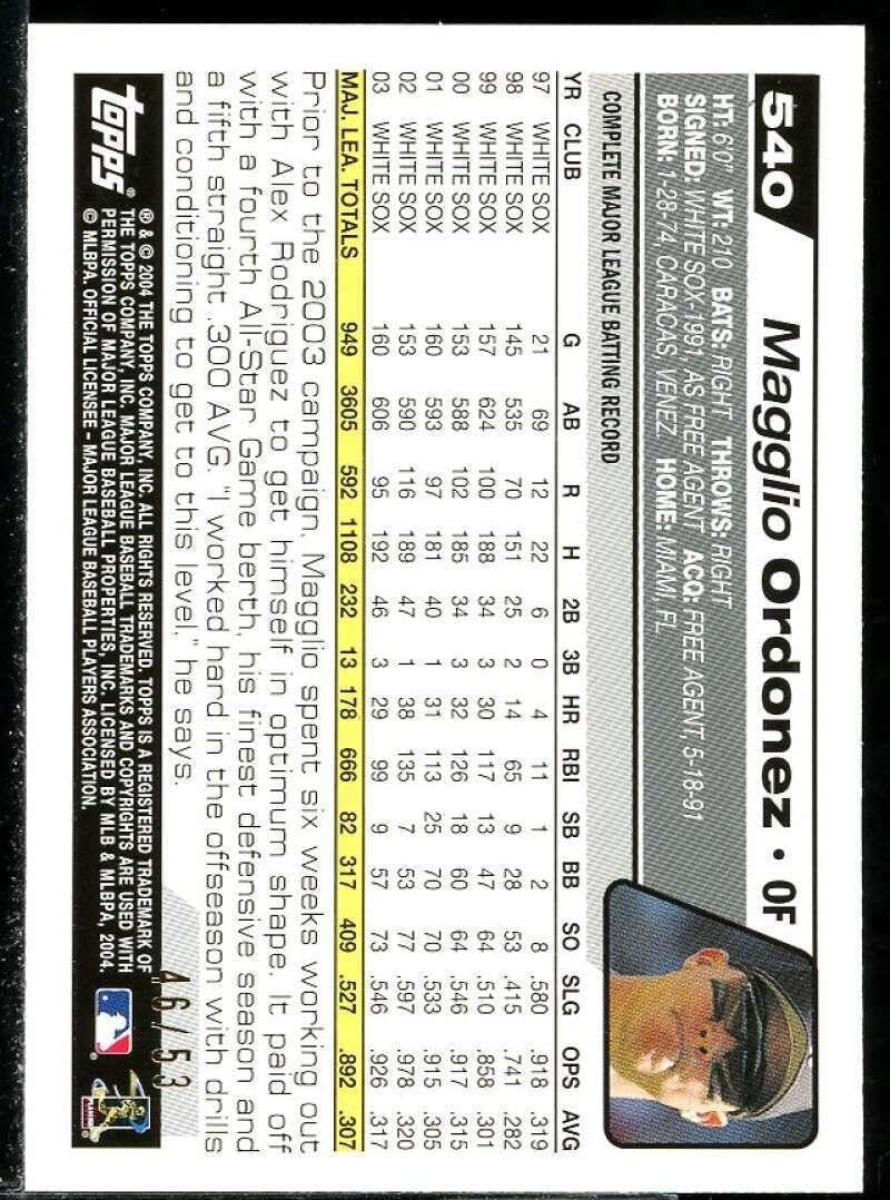 Magglio Ordonez Card 2004 Topps #540 - Slabbed Baseball Cards
