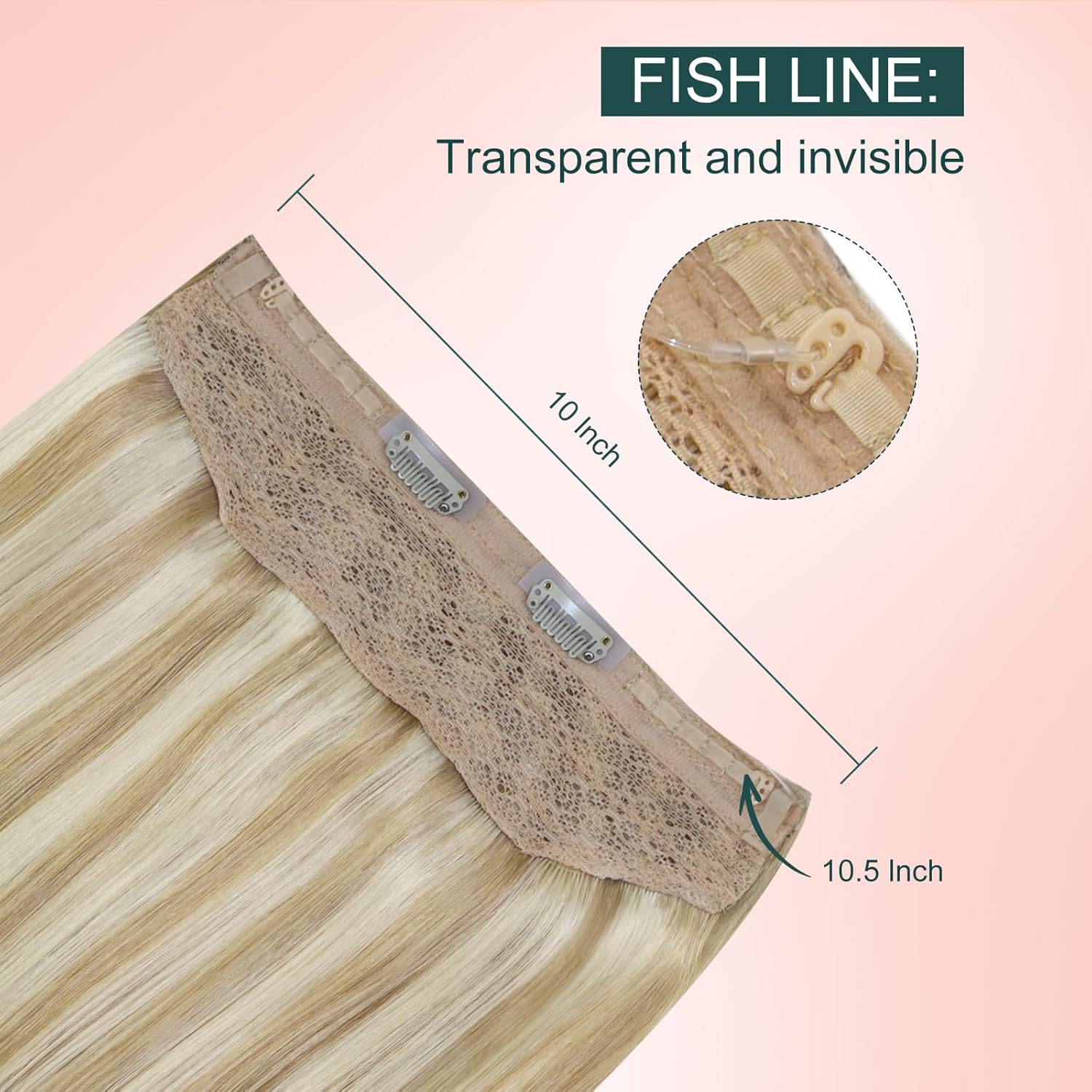 Easyouth Wire Hair Extensions Blonde Highlight Wire Extensions Real Human Hair Honey Blonde Highlights Honey Blond Invisible Wire Hair Extension for Short Hair 12 Inch 70g