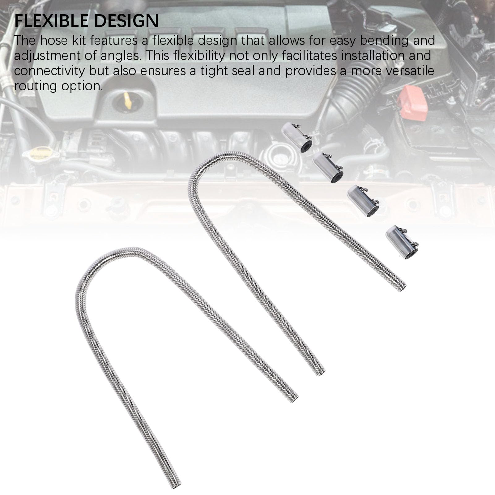 Qqmora Kit Tubo Flessibile del Radiatore del Liquido di Raffreddamento Raffreddamento Efficiente Design Flessibile per Veicoli Universali Acciaio Inossidabile 44 Pollici (Argento)