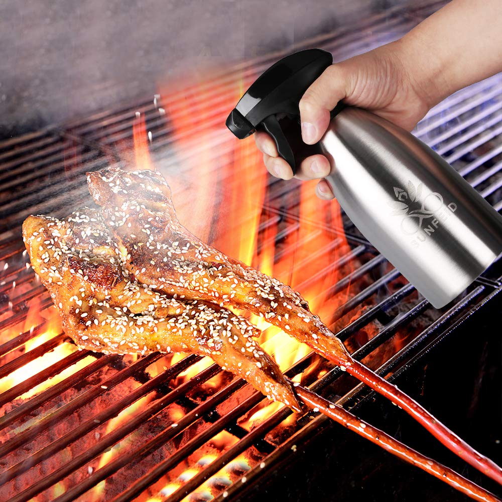 SUNFEID Olive Oil Sprayer Mister Stainless Steel Cooking Oil Dispenser