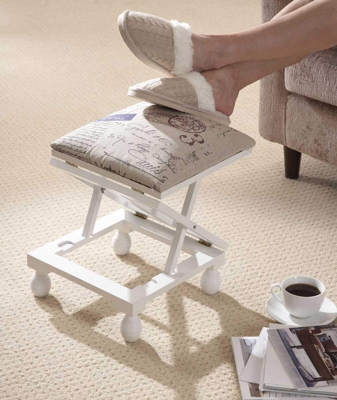 3 Position Footstool White, Polyester
